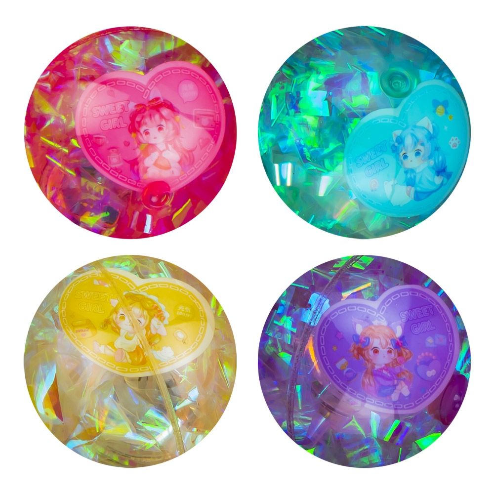 Minge cauciuc cu led 6.5cm - inimioara/confetti 2194-65h