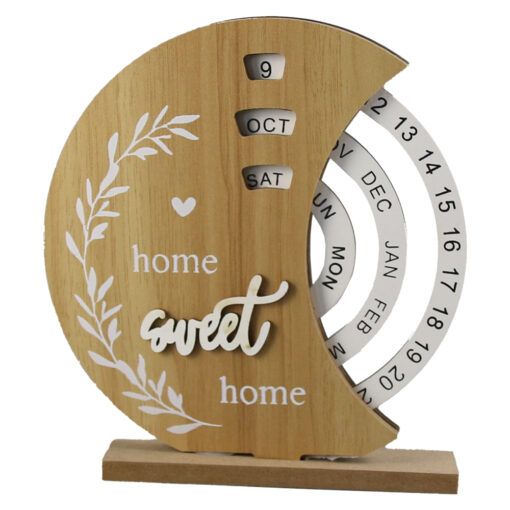 Calendar perpetuu din lemn 18cm home sweet home 242341