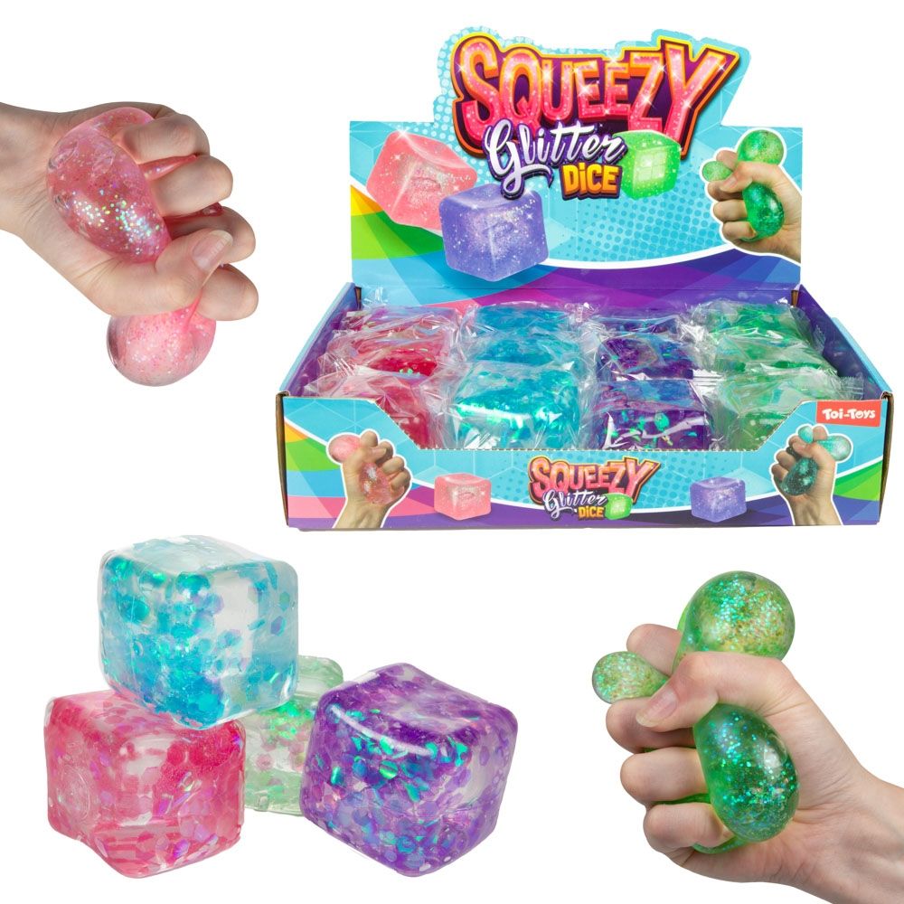 Jucarie antistres cub jelly cu glitter toi-toys 35866z