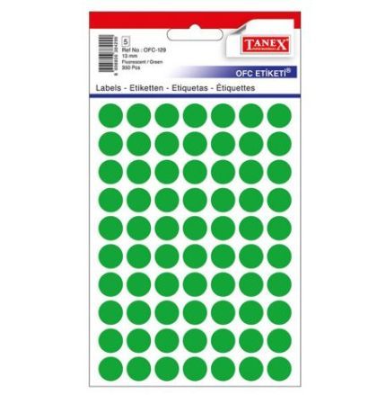 Etichete rotunde 13mm verzi 350/tipla tanex ofc129g