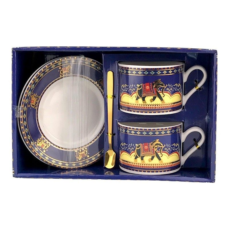 Set 2 cani cu lingurita si farfurie - elefant 1774h