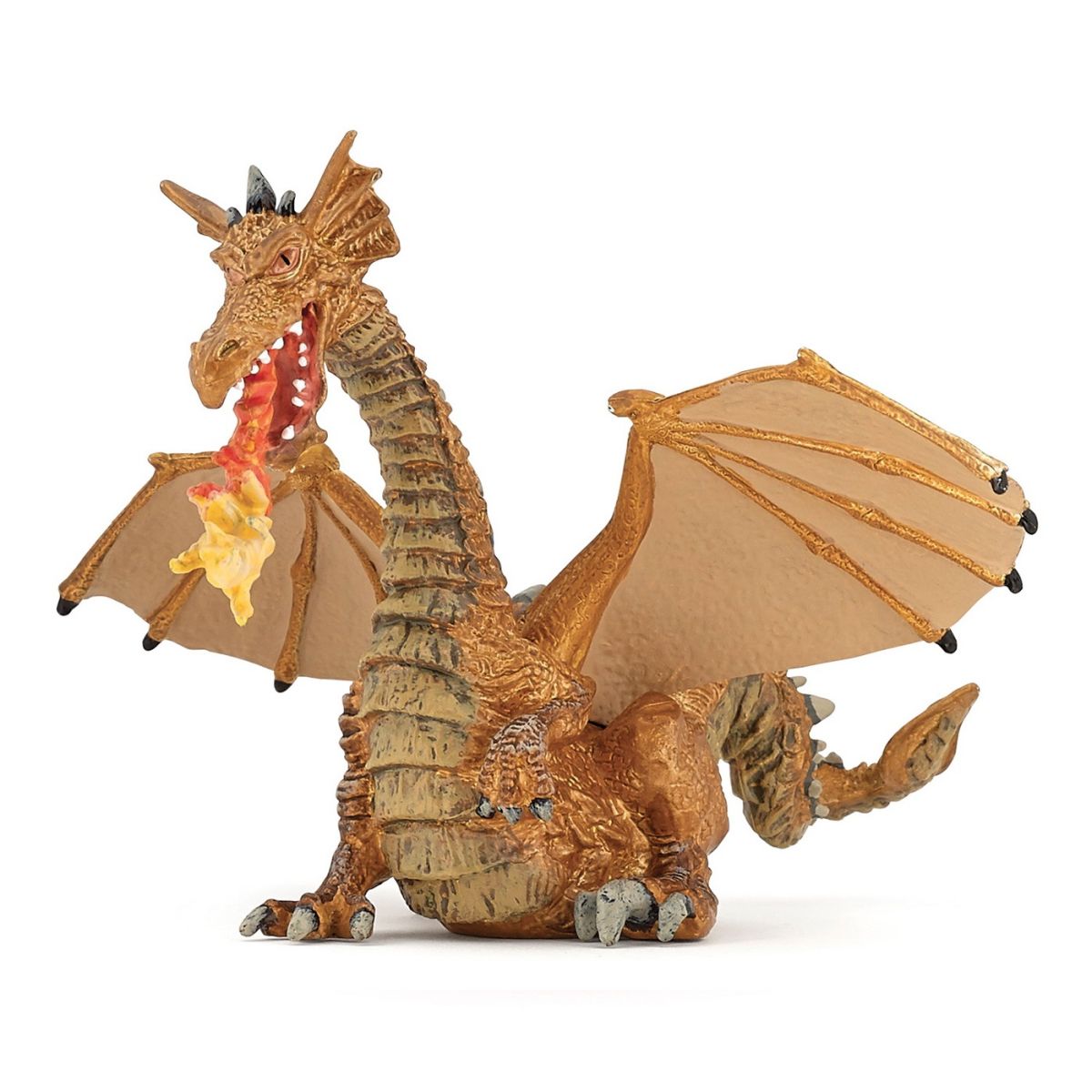 Papo figurina dragon auriu inaripat cu flacara papo39095