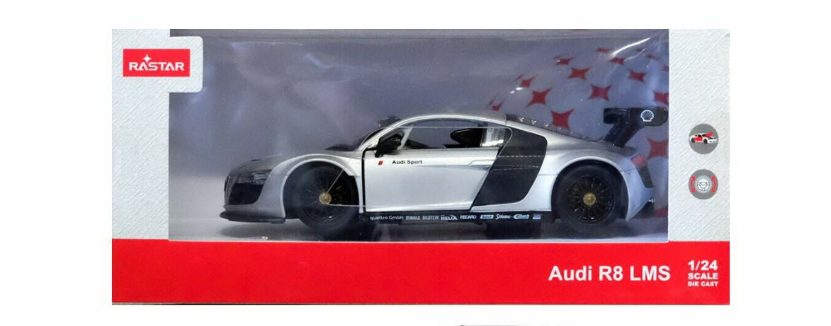 Masinuta metalica audi r8 argintie scara 1:24 ras56100