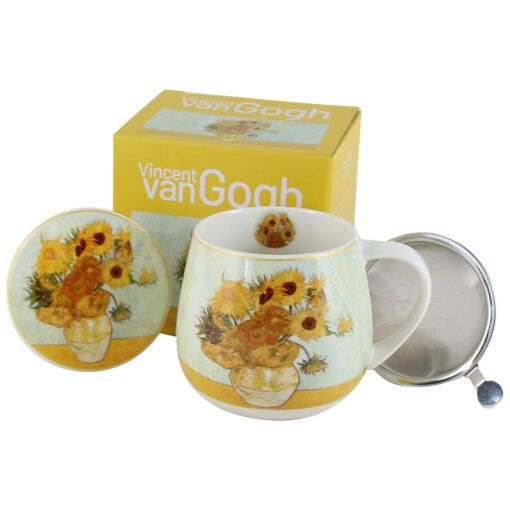 Cana portelan cu infuzor metalic si capac 430ml sunflower