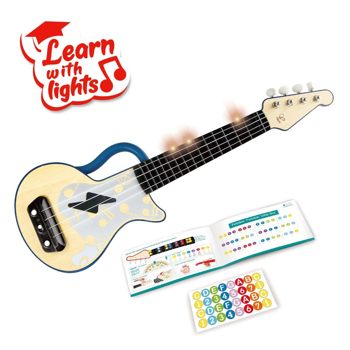 Jucarie din lemn - instrum ukulele chitara albastru e0625a
