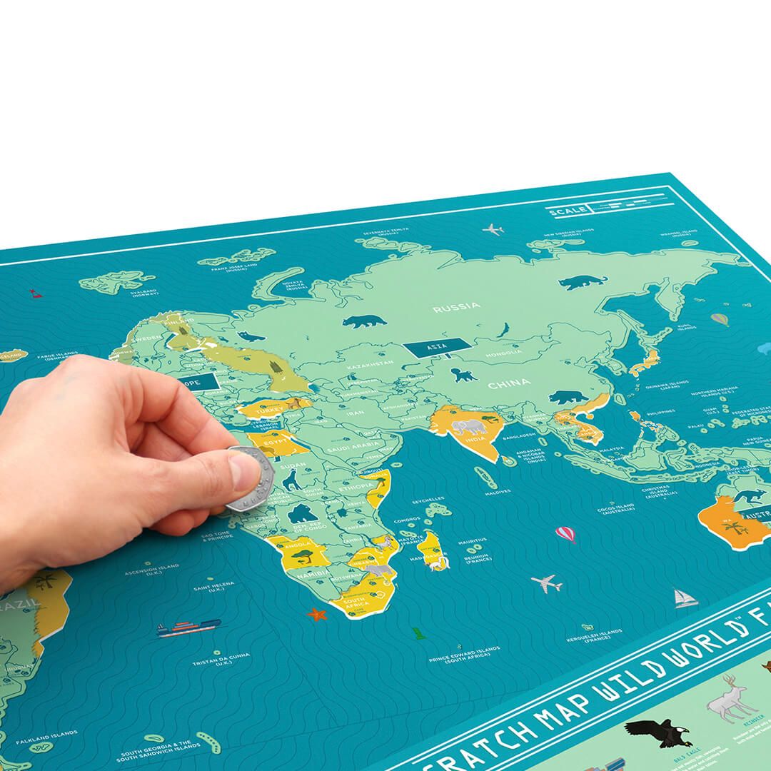 Scratch map - harta lumii razuibila 82x60 cm - wild lukwil