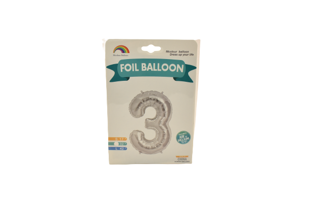 Balon folie argintiu cifra 3 76cm