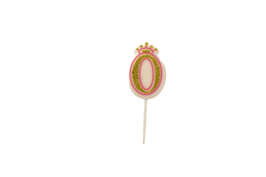 Lumanare aniversara cu sclipici cifra 0 11cm roz