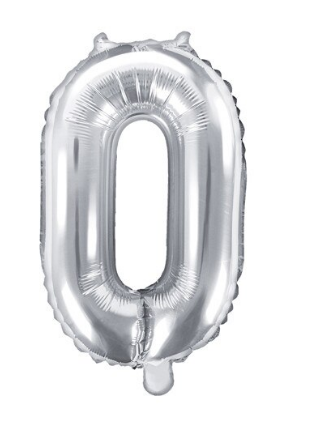 Balon folie argintiu cifra 0 106cm
