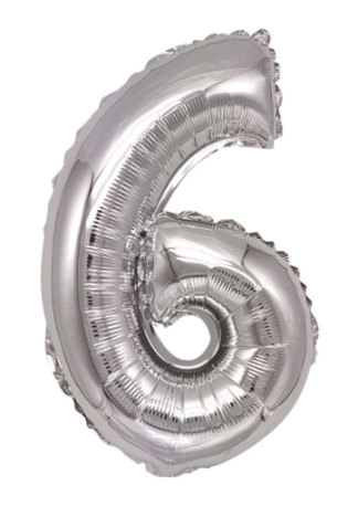 Balon folie argintiu cifra 6 106cm