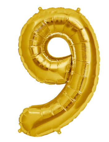 Balon folie auriu cifra 9 106cm