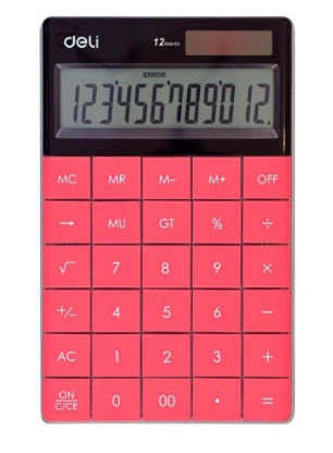 Calculator birou 12dig modern rosu deli dle1589r+++