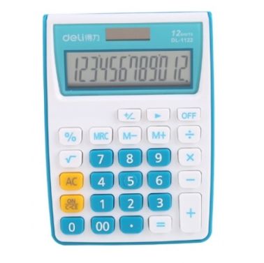 Calculator buzunar 12dig alb-albastru 1122 deli dle1122b+++