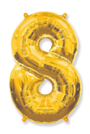 Balon folie auriu cifra 8 106cm
