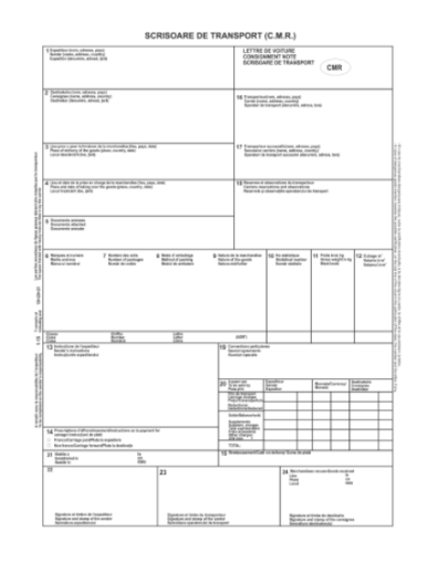 Scrisoare de transport (cmr) 3exemplare national