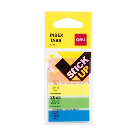 Index adeziv plstic 12*44mm 5 culori 20file deli dlea10402