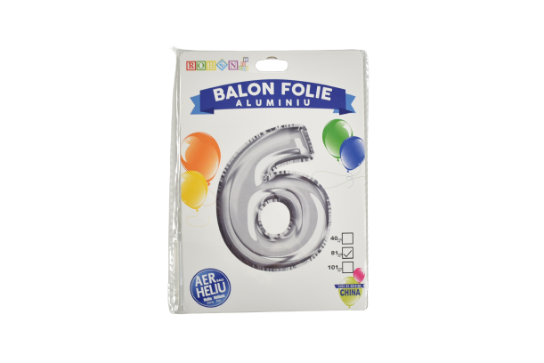 Balon folie aluminiu argintiu cifra 6 81cm