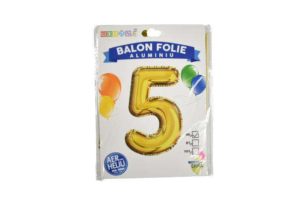 Balon folie aluminiu auriu cifra 5 40cm