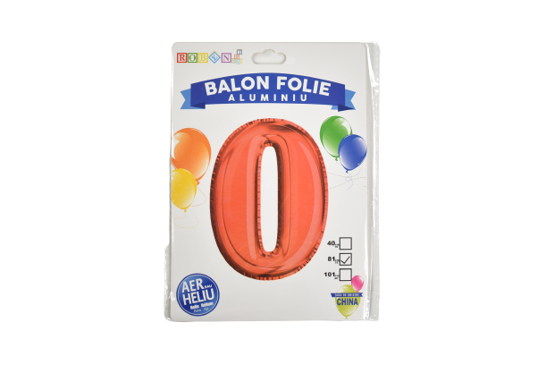 Balon folie aluminiu rosu cifra 0 81cm