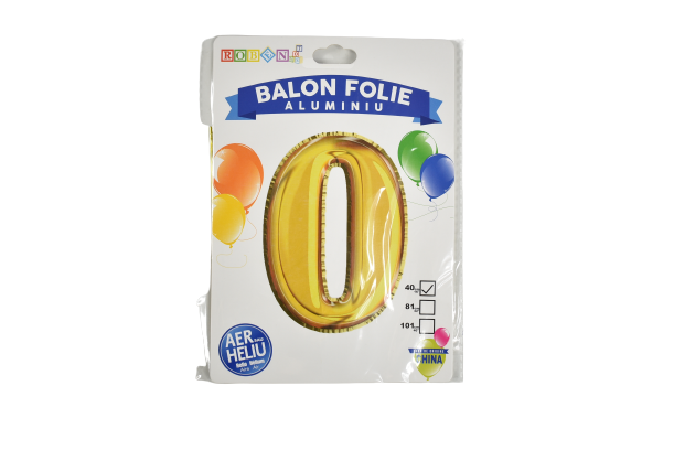 Balon folie aluminiu auriu cifra 0 40cm