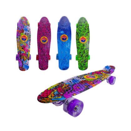 Placa skateboard grafitti cu roti silicon si led