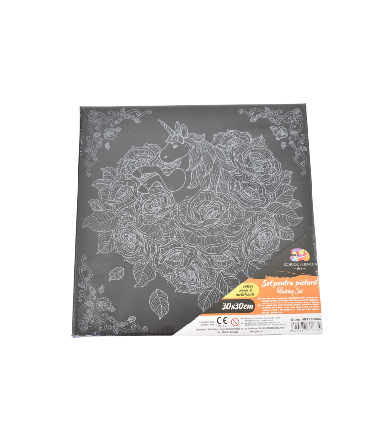 Panza predesenata pe sasiu neagra 30*30cm unicorn mcpp303n64