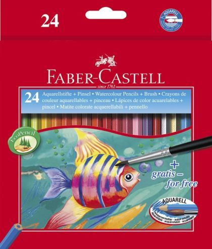 Creioane Colorate Acuarelă, 24 Bucăți + Pensulă, FC114425