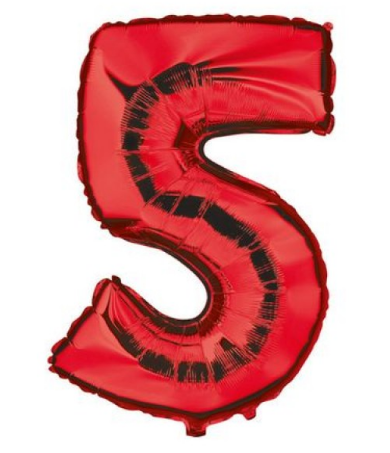 Balon folie aluminiu rosu cifra 5 46cm                      