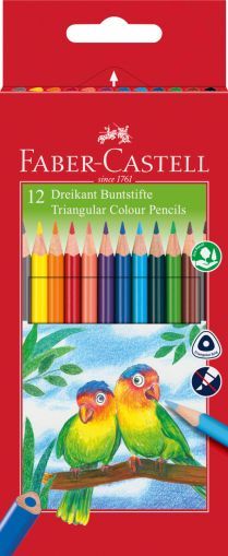 Creioane Colorate Triunghiulare, 12 Culori + Ascuțitoare, FC120523