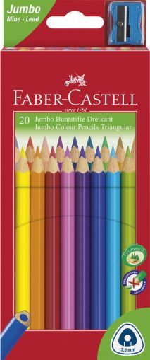 Creioane Colorate Jumbo, 20 Culori + Ascuțitoare, FB FC116520