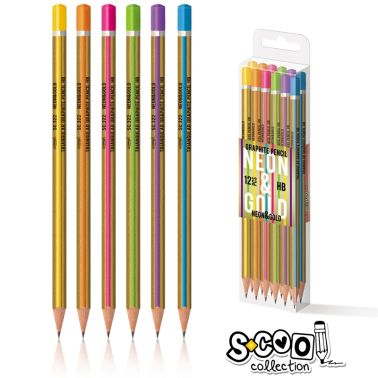 Creion grafit HB neon/gold SC322                            