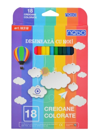 Creioane Colorate Hexagonale Set 18 16318 Nebo