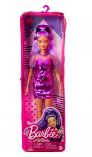 Papusa barbie fashionista par mov cu rochie mtfbr37_hbv12