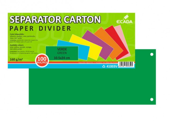 Separator carton 10.5x24cm 160g set 100 verde ecada         