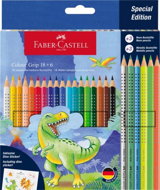 Set creioane colorate 18+6 cul grip 2001 dinozauri fc201546
