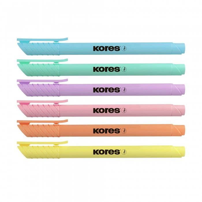 Textmarker set 6 pastel slim cut pl kores ko36246