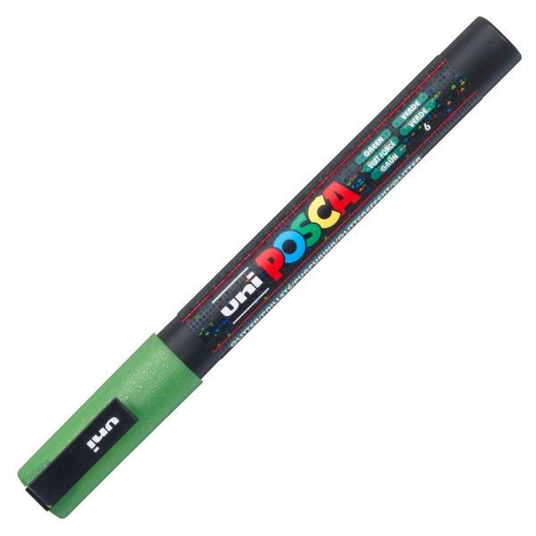 Marker uni pc-3m posca 09-13mm cu sclipici verde