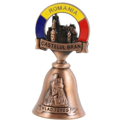 Magnet frigider din metal 4x7.5 cm Romania clopotel