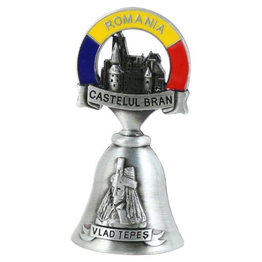 Magnet frigider din metal 4x7.5 cm Romania clopotel