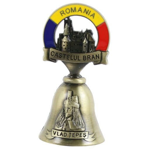 Magnet frigider din metal 4x7.5 cm Romania clopotel