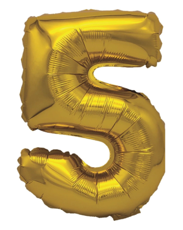 Balon folie auriu cifra 5 76cm