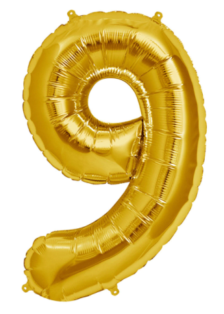 Balon folie auriu cifra 9 76cm