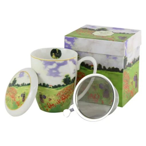 Cana portelan cu infuzor metalic si capac 380ml poppy field