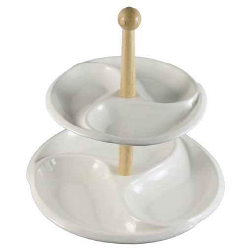 Platou etajat cu 2 nivele ceramica 27/20cm white 3318