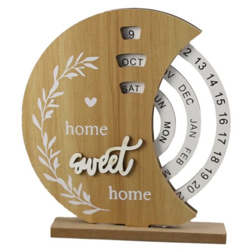 Calendar perpetuu din lemn 18cm home sweet home 242341