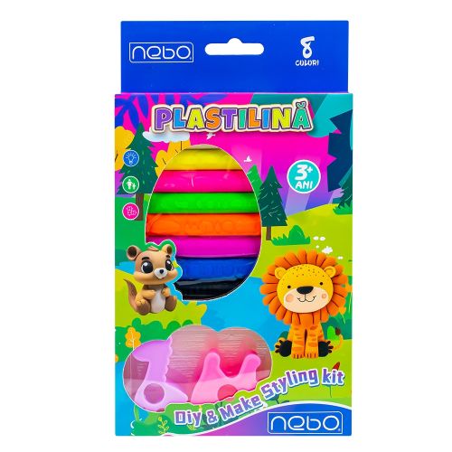 Plastilina 8 culori + forme nebo 16724