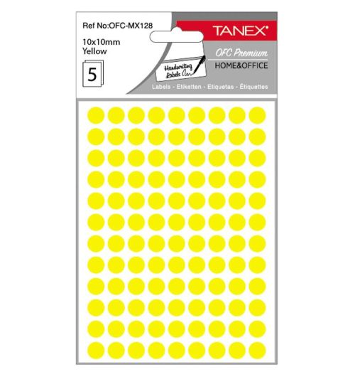 Etichete rotunde 10mm galbene 540/tipla tanex ofc128y