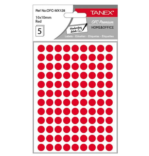 Etichete rotunde 10mm rosii 540/tipla tanex ofc128r
