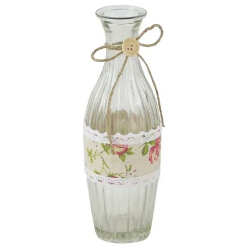 Vaza din sticla cu dantela florala 8x23 cm