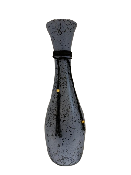 Vaza din sticla gold glass gri cu franjuri 37cm